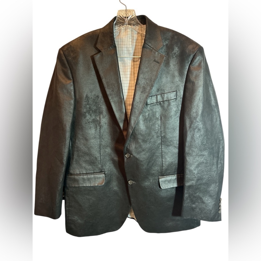 EUC Lauren Ralph Lauren Men's Sz 42R Faux-Suede Sport Coat Blazer Black Holiday